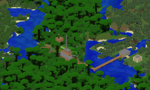 Screenshot from the in-browser map of the server centered on the lake and bridge