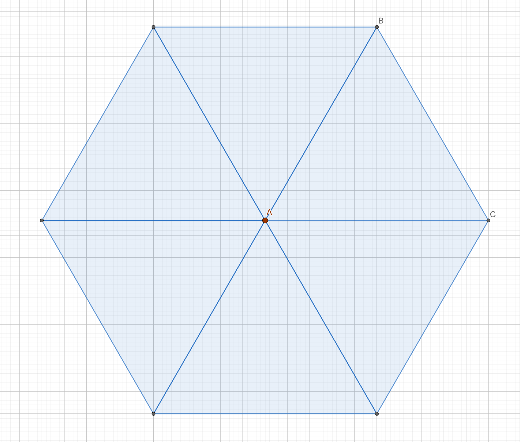 hexagon center point in red with original icosahedron faces fanning
out