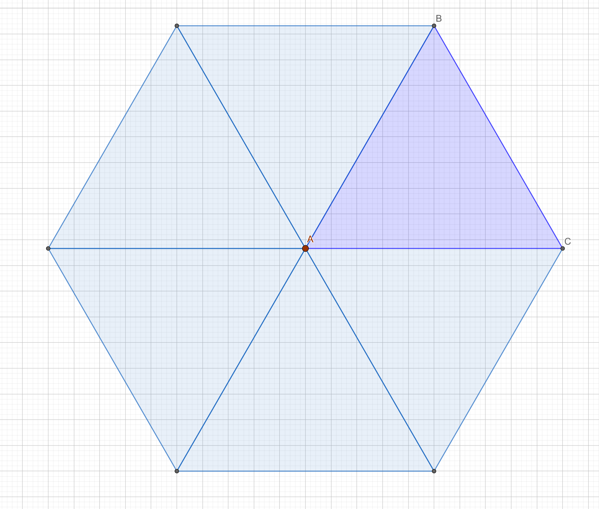 hexagon fan with selected triangle face in
blue